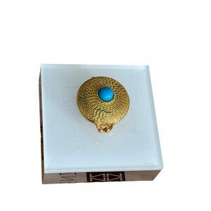Vintage Estée Lauder Solid Perfume Compact, Youth Dew, With Turquoise Accent
